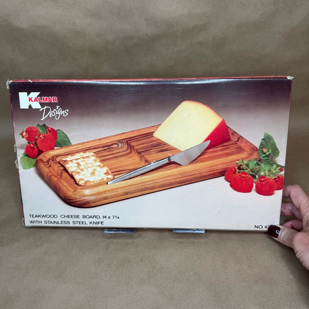 Kalmar teakwood cheeseboard with stainless steel knife #437 EUC